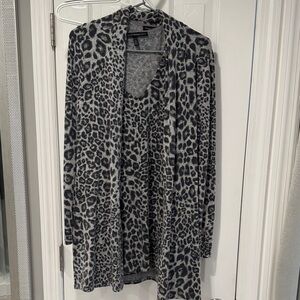 White House Black Market Gray Leopard Print Set